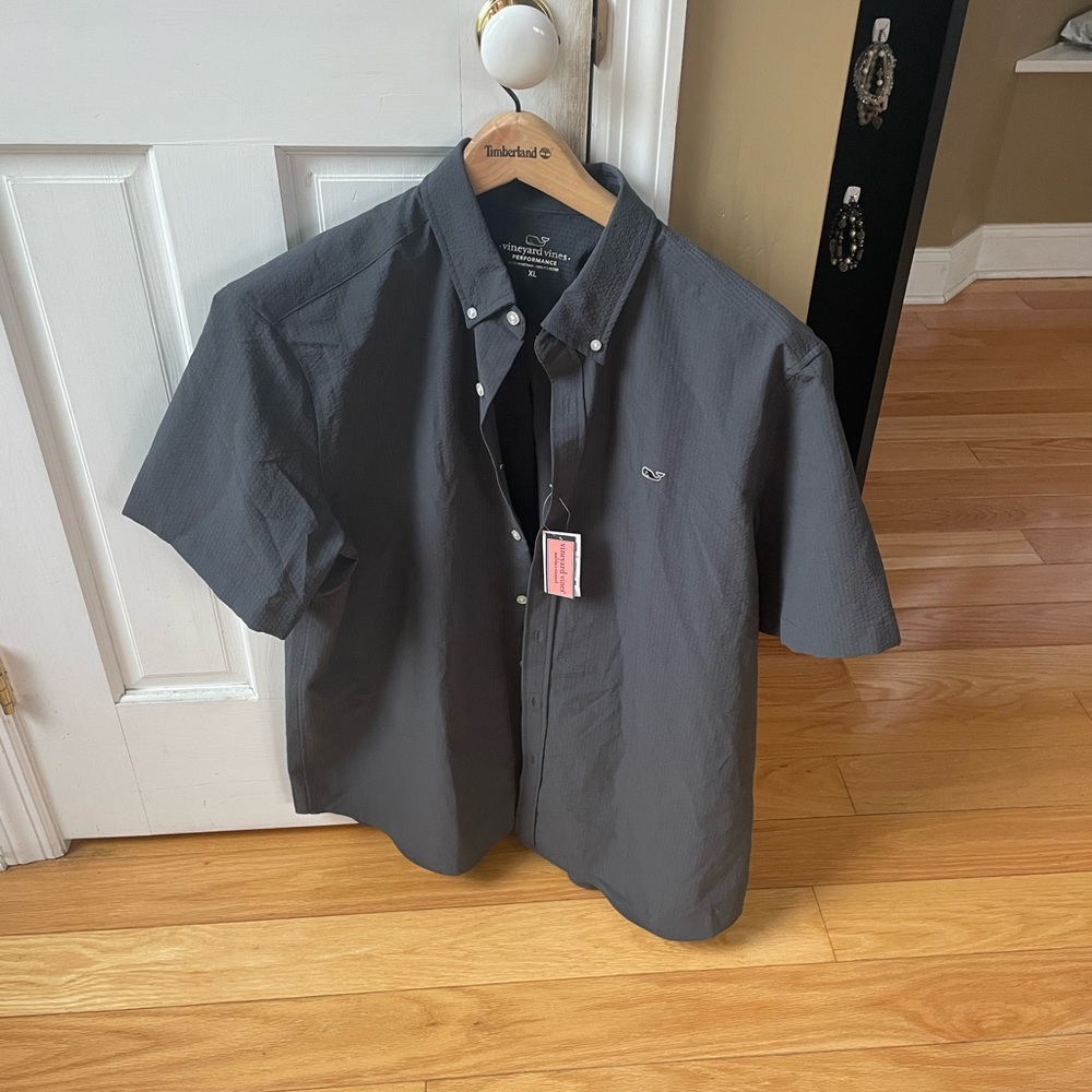 Vineyard Vines Gray Casual Button Down Seersucker Shirt